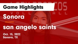 Sonora  vs san angelo saints Game Highlights - Oct. 15, 2022