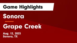 Sonora  vs Grape Creek  Game Highlights - Aug. 12, 2023