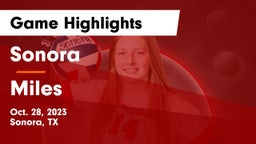 Sonora  vs Miles  Game Highlights - Oct. 28, 2023