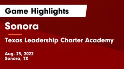 Sonora  vs Texas Leadership Charter Academy  Game Highlights - Aug. 25, 2022
