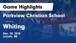 Parkview Christian School vs Whiting  Game Highlights - Dec. 20, 2018