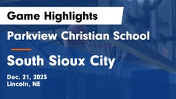Parkview Christian School vs South Sioux City  Game Highlights - Dec. 21, 2023