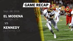 Recap: El Modena  vs. Kennedy  2016