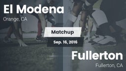 Matchup: El Modena High vs. Fullerton  2016