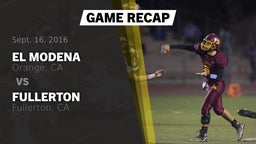 Recap: El Modena  vs. Fullerton  2016