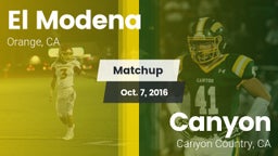 Matchup: El Modena High vs. Canyon  2016