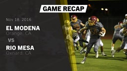 Recap: El Modena  vs. Rio Mesa  2016