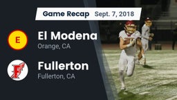 Recap: El Modena  vs. Fullerton  2018