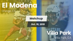 Matchup: El Modena High vs. Villa Park  2018