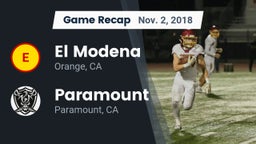 Recap: El Modena  vs. Paramount  2018