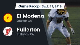 Recap: El Modena  vs. Fullerton  2019