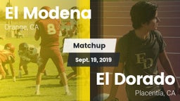 Matchup: El Modena High vs. El Dorado  2019