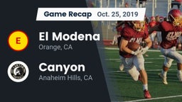 Recap: El Modena  vs. Canyon  2019