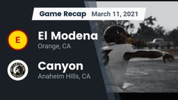Recap: El Modena  vs. Canyon  2021