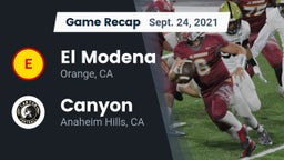 Recap: El Modena  vs. Canyon  2021