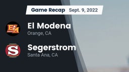Recap: El Modena  vs. Segerstrom  2022