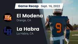 Recap: El Modena  vs. La Habra  2022