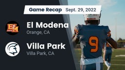 Recap: El Modena  vs. Villa Park  2022