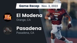 Recap: El Modena  vs. Pasadena  2022
