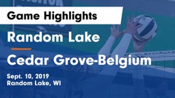 Random Lake  vs Cedar Grove-Belgium Game Highlights - Sept. 10, 2019