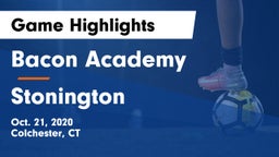 Bacon Academy  vs Stonington  Game Highlights - Oct. 21, 2020