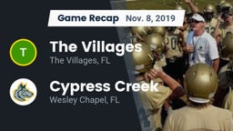 Recap: The Villages  vs. Cypress Creek  2019