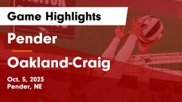 Pender  vs Oakland-Craig  Game Highlights - Oct. 5, 2023