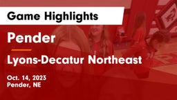 Pender  vs Lyons-Decatur Northeast Game Highlights - Oct. 14, 2023