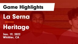 La Serna  vs Heritage  Game Highlights - Jan. 19, 2022