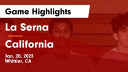 La Serna  vs California  Game Highlights - Jan. 20, 2023