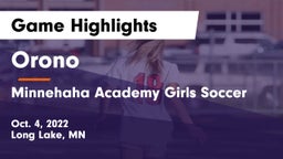 Orono  vs Minnehaha Academy Girls Soccer Game Highlights - Oct. 4, 2022