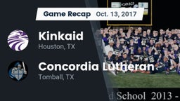 Recap: Kinkaid  vs. Concordia Lutheran  2017