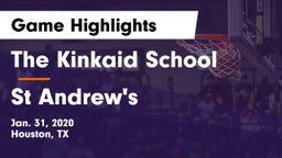 The Kinkaid School vs St Andrew's Game Highlights - Jan. 31, 2020
