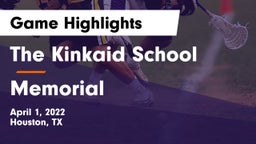 The Kinkaid School vs Memorial  Game Highlights - April 1, 2022