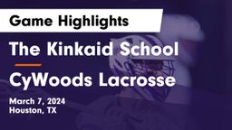The Kinkaid School vs CyWoods Lacrosse Game Highlights - March 7, 2024