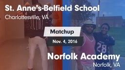 Matchup: St. Anne's-Belfield  vs. Norfolk Academy 2016