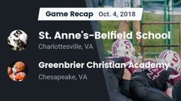 Recap: St. Anne's-Belfield School vs. Greenbrier Christian Academy  2018