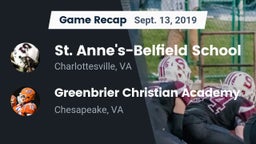 Recap: St. Anne's-Belfield School vs. Greenbrier Christian Academy  2019