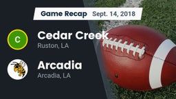 Recap: Cedar Creek  vs. Arcadia  2018