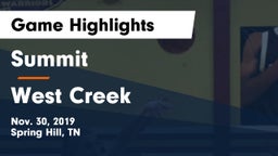 Summit  vs West Creek Game Highlights - Nov. 30, 2019