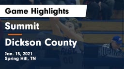 Summit  vs Dickson County  Game Highlights - Jan. 15, 2021