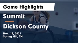 Summit  vs Dickson County  Game Highlights - Nov. 18, 2021