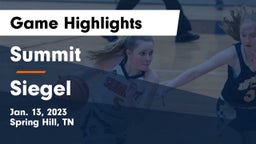 Summit  vs Siegel  Game Highlights - Jan. 13, 2023