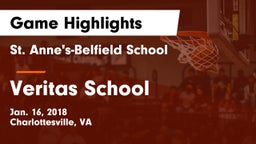 St. Anne's-Belfield School vs Veritas School Game Highlights - Jan. 16, 2018