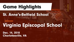 St. Anne's-Belfield School vs Virginia Episcopal School Game Highlights - Dec. 14, 2018