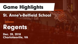 St. Anne's-Belfield School vs Regents Game Highlights - Dec. 28, 2018