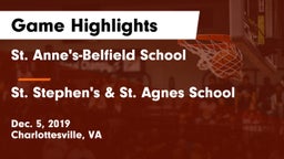 St. Anne's-Belfield School vs St. Stephen's & St. Agnes School Game Highlights - Dec. 5, 2019