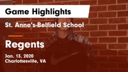 St. Anne's-Belfield School vs Regents Game Highlights - Jan. 13, 2020