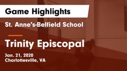 St. Anne's-Belfield School vs Trinity Episcopal  Game Highlights - Jan. 21, 2020