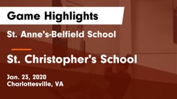 St. Anne's-Belfield School vs St. Christopher's School Game Highlights - Jan. 23, 2020